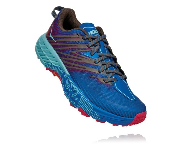 Hoka One One Speedgoat 4 Womens UK - Royal / Pink Peacock Trail Running Shoes - ZBDKV3912